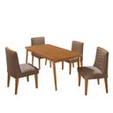 Ver imagem 2 de Mesa de Jantar Copper 120cm Tampo MDF com 4 Cadeiras Eloise Veludo Capuccino/Naturalle/Naturalle