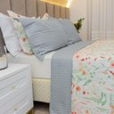 Ver imagem 3 de Kit Colcha Casal Liso Bouti Cobre Leito 3 Peças Cor:Verde