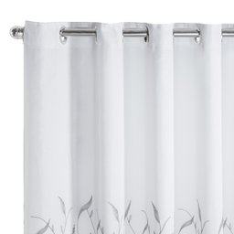 Cortina Forro Voil Bordado 5,60 X 2,70 Porta Grande Sala Quarto Janela Microfibra Leaves Branco - 4