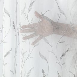 Cortina Forro Voil Bordado 5,60 X 2,70 Porta Grande Sala Quarto Janela Microfibra Leaves Branco - 5
