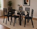 Ver imagem 1 de Conjunto Mesa de Jantar Tubular com 6 Cadeiras Malva Tampo Vidro Retangular 140cm 118 Sf Preto - com