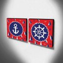 Ver imagem 3 de Kit 2 Quadros Infantis Marinheiro Canvas 30x30cm-INF395