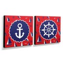 Ver imagem 2 de Kit 2 Quadros Infantis Marinheiro Canvas 30x30cm-INF395