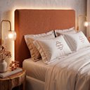 Ver imagem 3 de Cabeceira para Cama Box Casal Padrão Mirella 140cm Moderna com Frame Bouclê Terracota - Desk Design