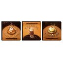 Ver imagem 1 de Kit 3 Quadros Cozinha Vintage Café Com Leite Capuccino Canvas 30x30cm-COZ09