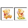 Kit 2 Quadros Infantis Ursinhos Canvas 30x30cm-INF423 - 1