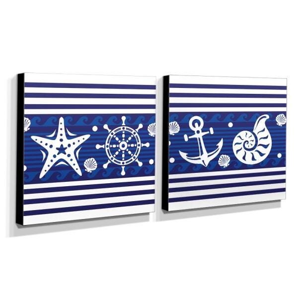 Kit 2 Quadros Infantis Marinheiro Canvas 30x30cm-INF385 - 2