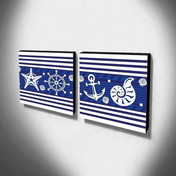 Kit 2 Quadros Infantis Marinheiro Canvas 30x30cm-INF385 - 3