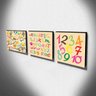 Kit 3 Quadros Infantis Animais Alfabeto Números Canvas 30x30cm-INF261 - 3