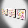 Kit 3 Quadros Infantis Animais Alfabeto Números Canvas 30x30cm-INF262 - 3