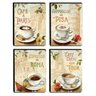 Kit 4 Quadros Cozinha Vintage Café Paris Pisa Roma Canvas 40x30cm-Coz06 - 1