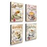 Kit 4 Quadros Cozinha Vintage Café Roma Italiano Eiffel Paris Canvas 40x30cm-COZ07 - 2