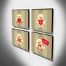 Kit 4 Quadros Infantis Ursinhos Canvas 30x30cm-INF215 - 3