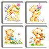 Kit 4 Quadros Infantis Ursinhos Canvas 30x30cm-INF421 - 1