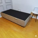 Ver imagem 5 de Cama Box Baú Solteiro Blindado (88x188x42):suede Bege/solteiro