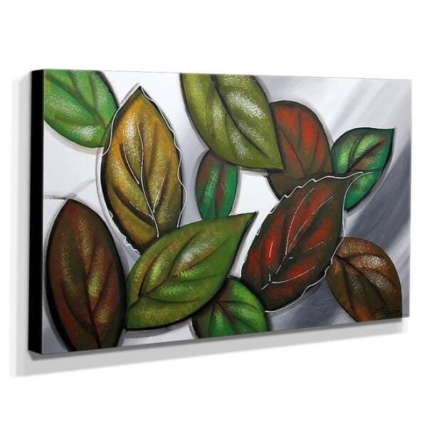 Quadro Decorativo Canvas Folhas 60x105cm - 2