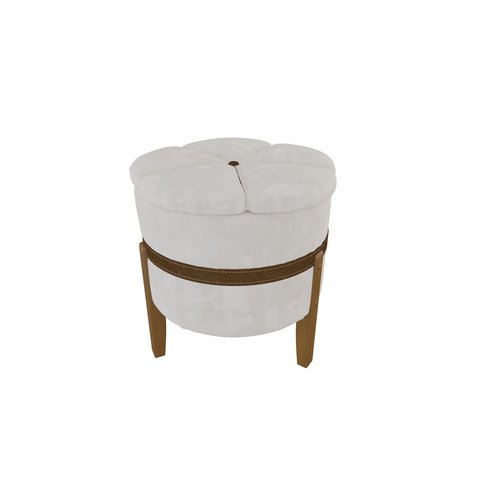 Puff Pétala Decorativo Premium Apoio para Os Pés Banco Estofado Redondo Banqueta Moderno Cor Bege