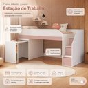 Ver imagem 6 de Cama Juvenil com Estação de Trabalho 230cm Branco/Rosa - Completa Móveis