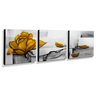 Trio de Quadros Decorativos Canvas Rosa Amarela 60x60cm Cada-QF3T-60 - 2