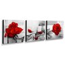 Trio de Quadros Decorativos Canvas Rosas Vermelhas 60x60cm Cada-QF2T-60 - 2
