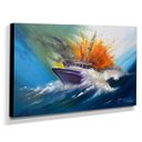 Ver imagem 2 de Quadro de Pintura Barco Atingido 80x120cm-1804