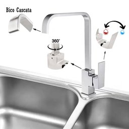 Torneira Banheiro Bica Alta Slim Quadrada Inox Cuba de Embutir - 2