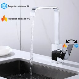 Torneira Banheiro Bica Alta Slim Quadrada Inox Cuba de Embutir - 3