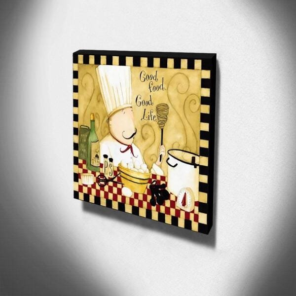 Quadro Cozinha Vintage Cozinheiro Canvas 30x30cm-COZ199 - 3