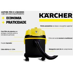 Aspirador Pó E Água Profissional 15 Lts 1300w - 1