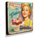 Ver imagem 2 de Quadro Cozinha Vintage Cupcakes Canvas 30x30cm-COZ76