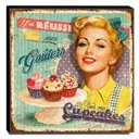 Ver imagem 1 de Quadro Cozinha Vintage Cupcakes Canvas 30x30cm-COZ76