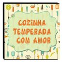 Ver imagem 1 de Quadro Cozinha Vintage Frase Cozinha Temperada Com Amor Canvas 30x30cm-COZ216