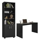 Ver imagem 1 de Mesa para Computador Gávea e Livreiro Office com Portas Pequenas Preto Trama - Móveis Leão
