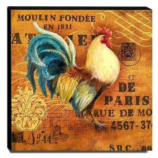 Quadro Cozinha Vintage Galo Canvas 30x30cm-COZ150 - 1