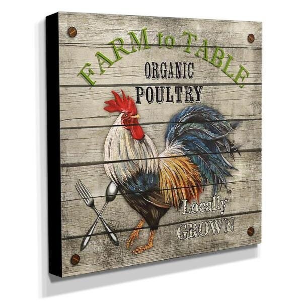 Quadro Cozinha Vintage Galo Canvas 30x30cm-COZ161 - 2