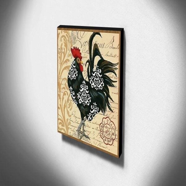 Quadro Cozinha Vintage Galo Canvas 40x30cm-COZ169 - 3