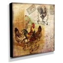 Ver imagem 2 de Quadro Cozinha Vintage Galo Galinhas Pintinhos Canvas 30x30cm-COZ162