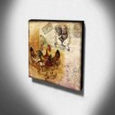 Ver imagem 3 de Quadro Cozinha Vintage Galo Galinhas Pintinhos Canvas 30x30cm-COZ162