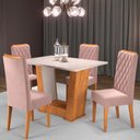 Ver imagem 1 de Mesa de Jantar 4 Lugares Squash Mel/Blonde/Veludo Rosa - Viero Móveis