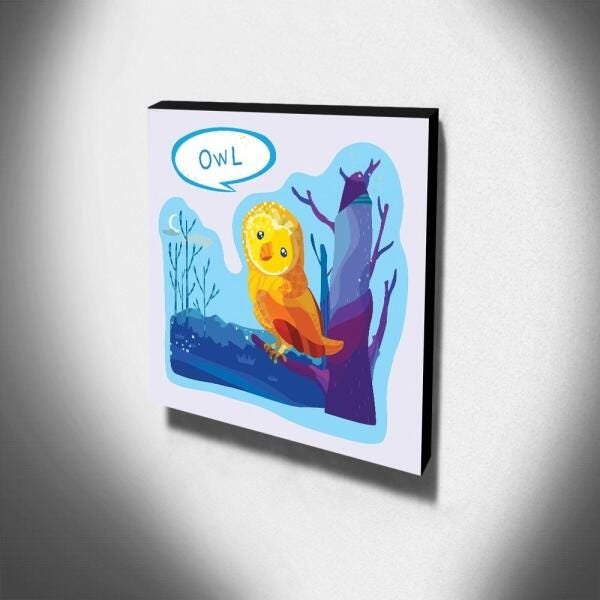 Quadro Infantil Coruja Canvas 30x30cm-INF121 - 3