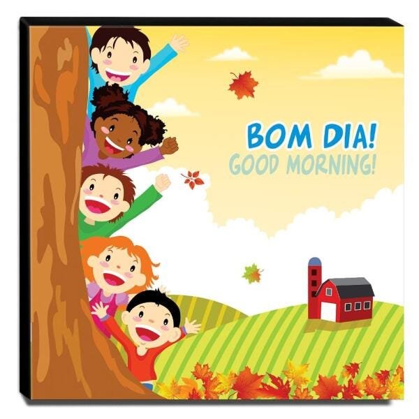 Quadro Infantil Crianças Bom Dia Canvas 30x30cm-INF88 - 1