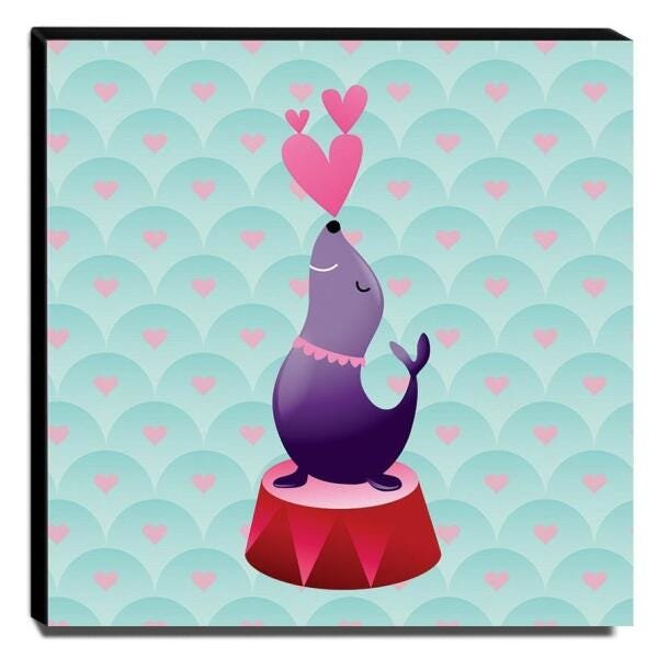 Quadro Infantil Foca Canvas 30x30cm-INF355 - 1