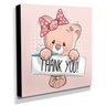 Quadro Infantil Gatinha Thank You Canvas 30x30cm-INF52 - 2