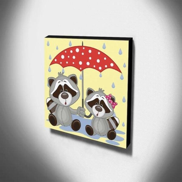 Quadro Infantil Guaxinim Canvas 30x30cm-INF335 - 3