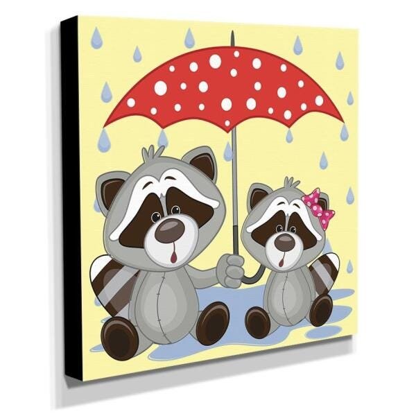 Quadro Infantil Guaxinim Canvas 30x30cm-INF335 - 2