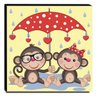 Quadro Infantil Macaquinhos Canvas 30x30cm-INF336 - 1