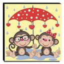 Ver imagem 1 de Quadro Infantil Macaquinhos Canvas 30x30cm-INF336