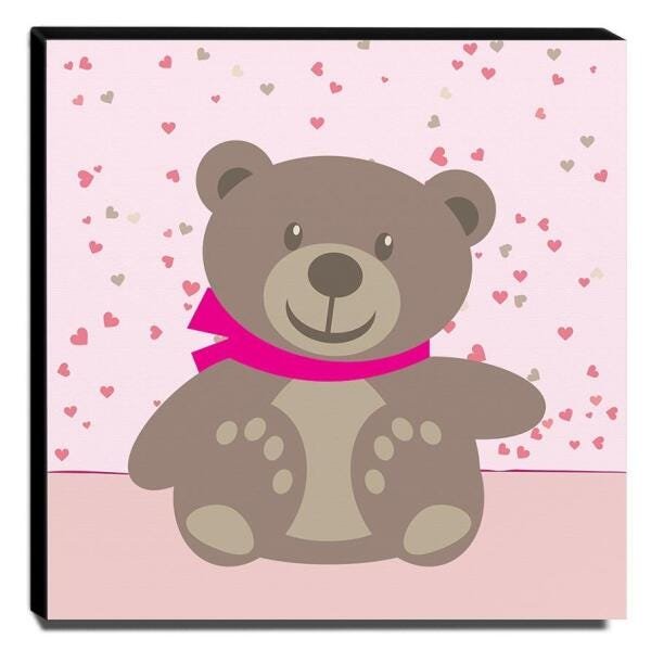 Quadro Infantil Ursinho Canvas 30x30cm-INF232 - 1