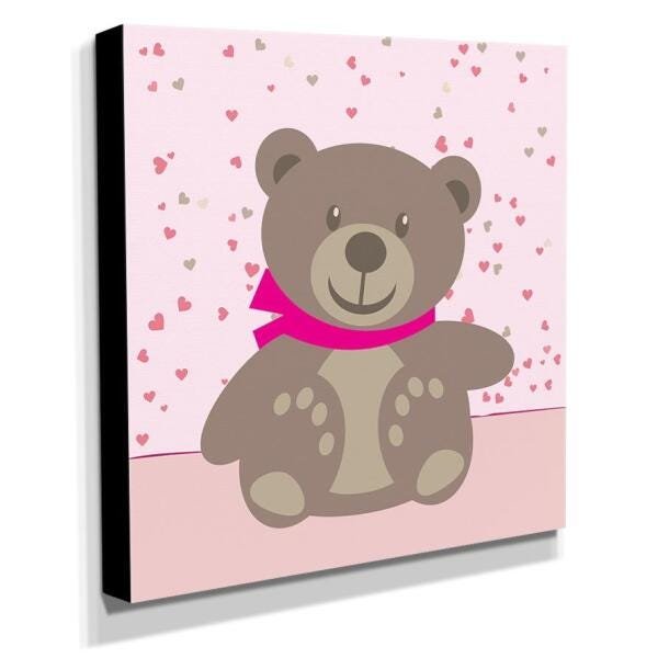 Quadro Infantil Ursinho Canvas 30x30cm-INF232 - 2