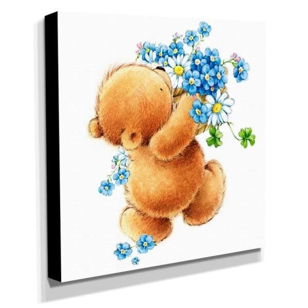 Quadro Infantil Ursinho Canvas 30x30cm-INF433 - 2